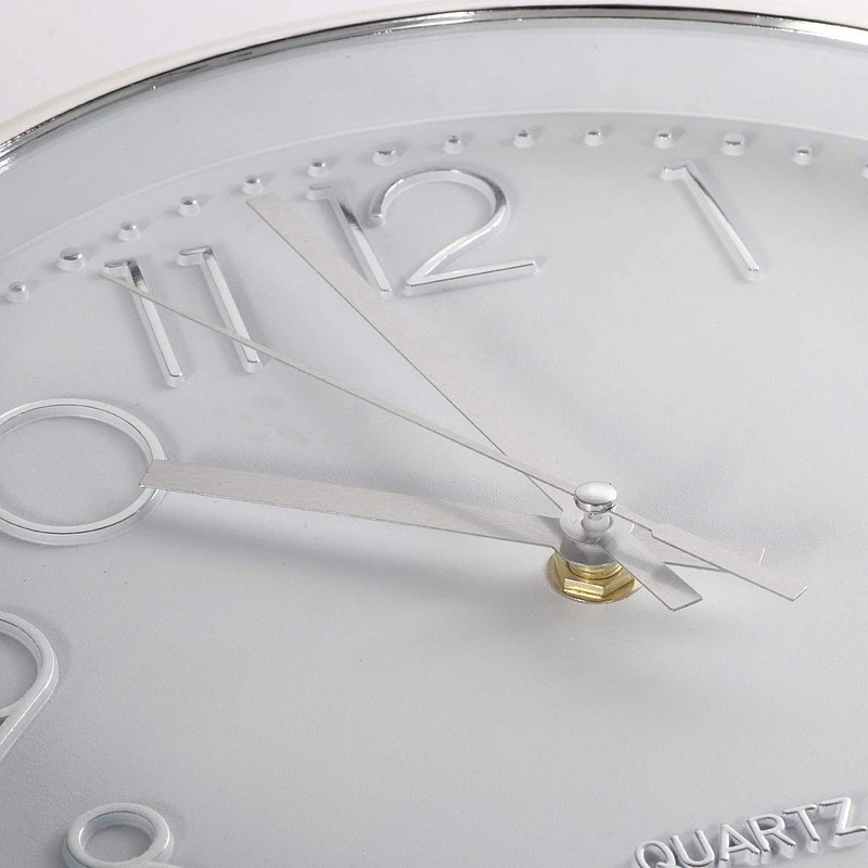 Delgeo Premium Silver Wall Clock, Wall Decoration, Modern Silent Wall