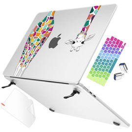May Chen for M4 MacBook Air 13.6 inch Case A3240 A3113 A2681 M3 M2 2025 2024 2023 2022 Release, Fold Kickstand Pattern Hard Shell Case for M4 Air 13.6" Laptop with Keyboard Cover, Colorful Giraffe