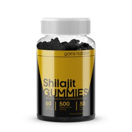 Shilajit Gummies High Strength with Chaga and Ashwagandha, Himalayan Shilajit for Energy, Immunity & Focus, Sugar-Free