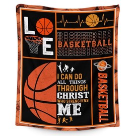 Basketball Blanket - Soft, Plush & Warm - 80x60 Inches Twin Size Blanket for Bed, Couch - Brown Sports Throw Blanket Gifts for Women, Men