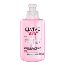 L'Oreal Paris, Elvive Crema Glycolic Gloss Para Peinar, Con Ácido Glicólico, 300 Ml, 1 Unidad