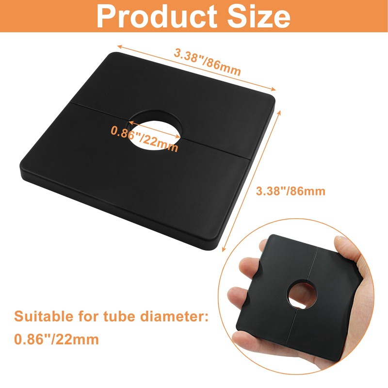 BokWin Square Wall Split Flange Cover, 0.87 Inch/22mm Dia, Black,