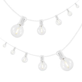 JONATHAN Y JYL8700B 25-Light Indoor/Outdoor 25 ft. Contemporary Rustic Incandescent G40 Bistro Globe Bulb String Lights Farmhouse, Transitional, Modern, Patio, Porch, Backyard, White