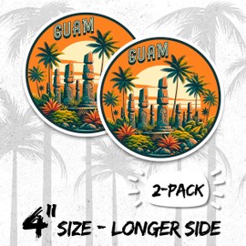 Guam Magnet 4 Inch 2-Pack Island Pacific – Strong Vinyl Decorative Travel Magnets for Fridge Locker Kitchen Office – Cute Fun Aesthetic Cool Durable & Long-Lasting Souvenir ID44999