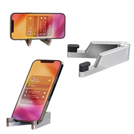 QENLKIX V-Shaped Aluminum Smartphone Stand, 2.1 oz (60 g), Lightweight, Compatible with Devices Under 13 inches (13 cm), Multi-Angle Adjustment, Silver