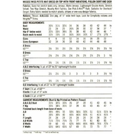 Simplicity 4074 Sewing Pattern Knit Dress Top Skirt Sash Size 6-14