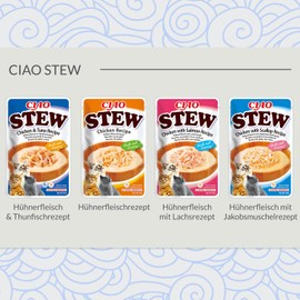INABA INABA Ciao Stew Katzenfutter Nass 86% Feuchtigkeit und Vitamin E, Premium Katzensuppe mit Huhn 40 g (1er Pack), 100% nat??rliches Fleisch, Getreidefrei, Zuckerfrei