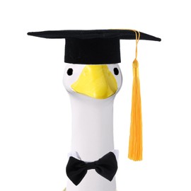 Graduation Porch Goose Outfit Cloth for 23" High Cement Lawn Statue, Garden Gooses Costume Include Grad Hat Cap with Tassel, Bow Collar Ties for School Graduate Party Yard Outdoor Decor Accessories