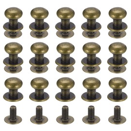 sourcing map 8mm Ball Head Stud Rivets Screw Back, 15Pack Round Head Button Nipple Rivet for DIY Leather Craft Handbag Belt, Bronze Tone