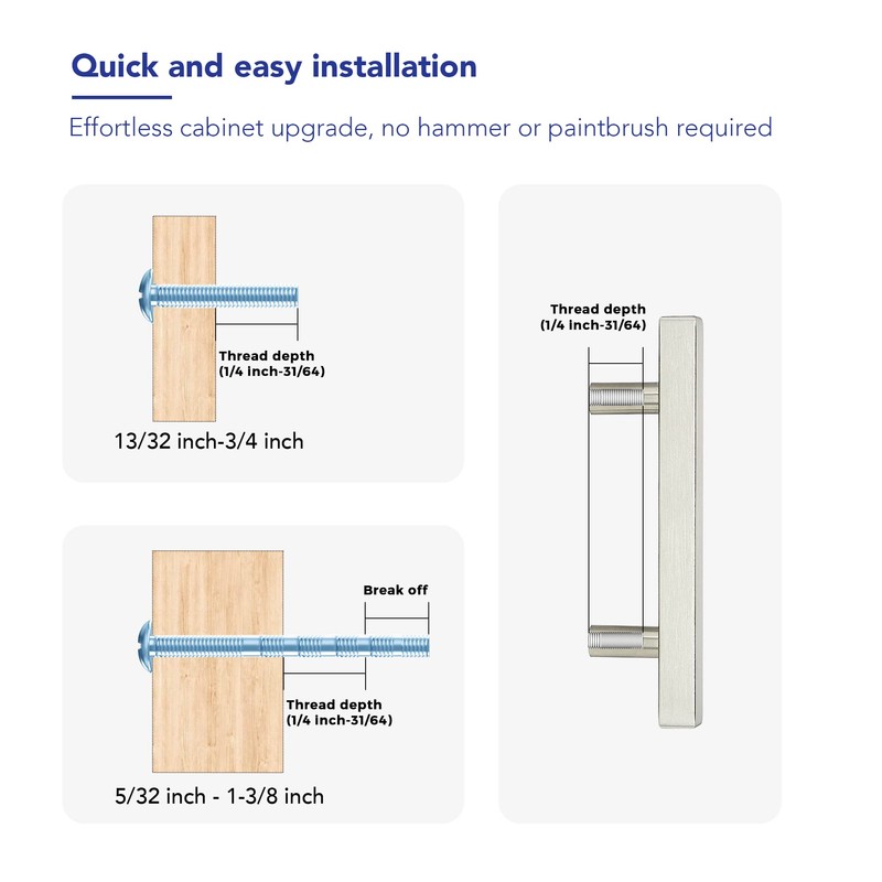 10 Pack 5 Inch Brushed Nickel Cabinet Handles, Square Kitchen