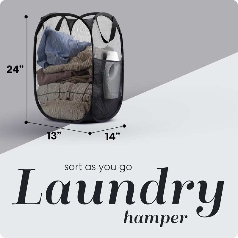 Handy Laundry Collapsible Mesh Pop Up Hamper with Wide Opening