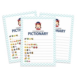 Inkdotpot Pack of 50, Boy Baby Shower Party Collection, Children Books Pictionary Baby Shower Party Games, Activities, Decorations, Pirates Party Supplies