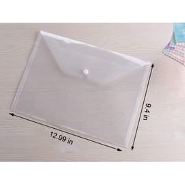 12pcs Colored File Folders Plastic Filling File Envelopes Premium Quality Clear Document Folders Poly Envelope Folders Transparent Project Envelope Folders A4 Letter Size (6 Colors)