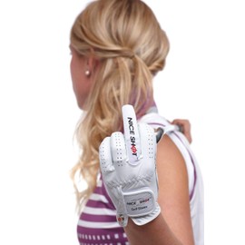 Nice Shot The Bird Cabretta Leather Golf Glove Women's Right Hand White Large L | Premium & Genuine AAA Cabretta Leather