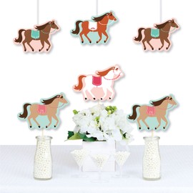 Big Dot of Happiness Run Wild Horses - Decorations DIY Pony Birthday Party Essentials - Set of 20