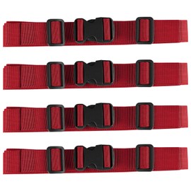 MAGARROW 1.5" Utility Straps with Buckle Adjustable, 4-Pack (RED, 9.5 feet Long)