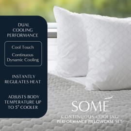 SOMÉ Cooling Pillowcases for Ultimate Temperature Control, Luxury Queen Size 2 Pc Pillowcase Set - Made from Ultra-Soft 400 TC 100% Cotton Pillowcases for Night Sweats and Hot Sleepers, White