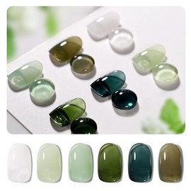GAOY- Juego de esmaltes de uñas en gel blanco y verde gelatinoso, 6 colores transparentes, kit de uñas en gel transparente para manicura en gel de sal