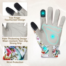 Velway Gardening Working Gloves for Women - Breathable Flexible Gardening Gloves, Light Touchscreen Protective Gloves for Weeding, Planting, Pruning - Beige,Medium