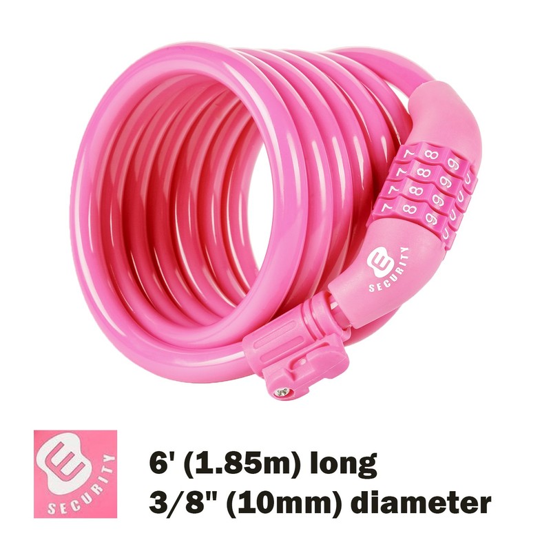 ETRONIC M6 Self Coiling Resettable Combination Bike Cable Lock, 6-Feet