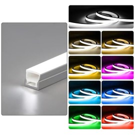 KD-TEC 24V 32.8ft Side Top Silicone Led Neon Strip Lights Waterproof Outdoor Linear Light (Green, 16mm*16mm Top Lighting)