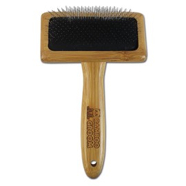 Bamboo Groom Slicker Brush with Stainless Steel Pins for Pets, Medium