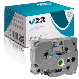 specmark TZe-M941 Label Tape 18 mm x 8 m Black on Silver Cloudy Tape Compatible with Printer Brother PT P-touch AZe-M941 EZe-M941 TZ-M941 TZ2-M941