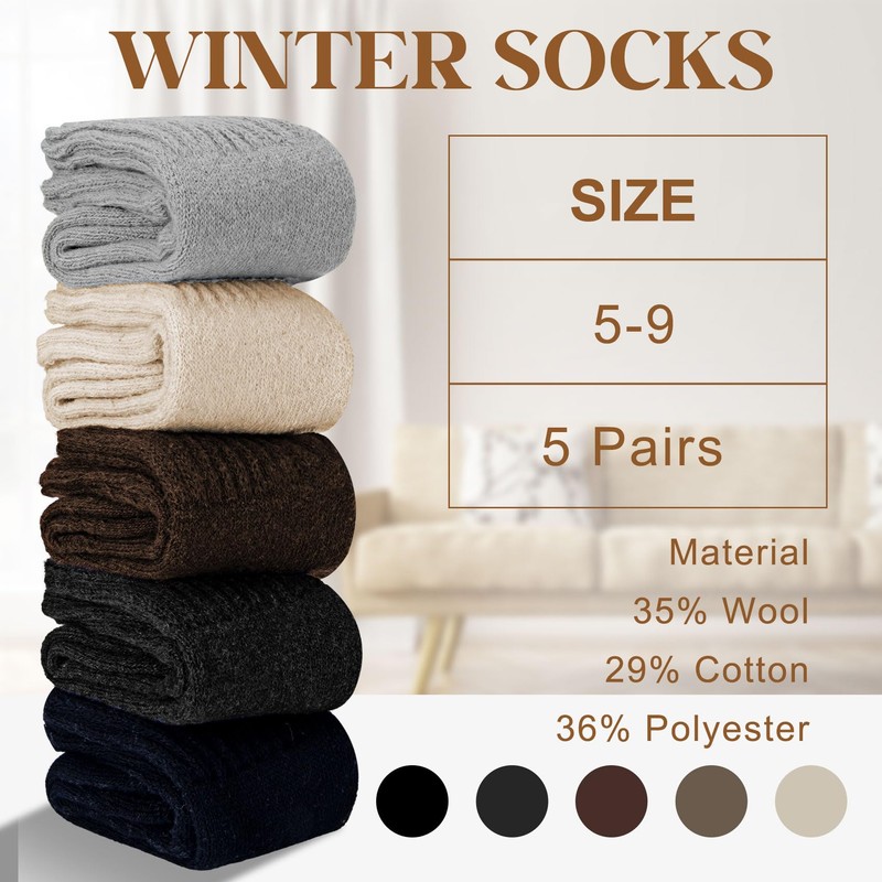 Senker Fashion Boot Socks for Women, Thick Winter Wool Crew