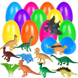 VEYLIN Easter Egg Hunt Toys, Filled Easter Egg Hunt Kit with 12 Dinosaur for Kids Easter Eggs and Dinosaurs Easter Eggs Filler for Party Supplies