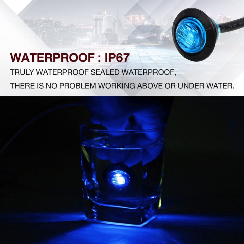 TMH 100 Pcs 3/4 Inch Round 3 LED Side Marker