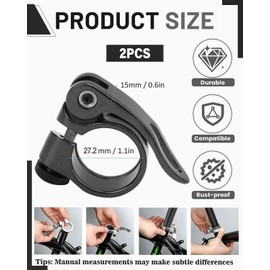 ZEXIJOW 2 Pieces Bicycle Seat Clamp with Quick Release Aluminium Alloy Seat Clamp 31.8 mm, Bicycle Seat Clamp Mountain Bike Road Bike Seat Post (Black + Silver, 31.8 mm)