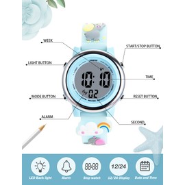 Panegy Cute Wristwatch, Children's Wristwatch, Popular, Cartoon, Cute, Children's Watch, Waterproof, Date Display, Alarm Clock, Digital LED, Gift, Birthday, Celebration, Kindergarten Entrance School,
