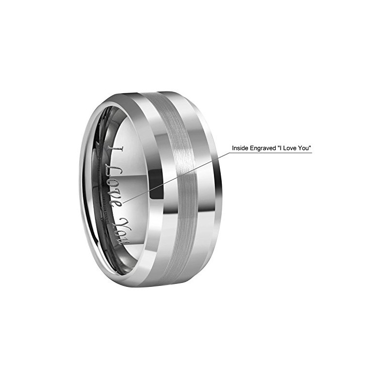 CROWNAL 6mm 8mm 10mm Tungsten Carbide Wedding Band Ring Engraved
