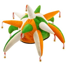 HENBRANDT Adult Irish Tricolour Jester Hat with Bells Ireland Flag St Patrick's Day Accessories One Size Irish Party Supplies Fancy Dress Costume Accessory Novelty Hats for Men and Women