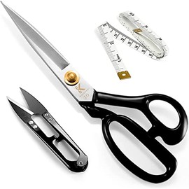 Left-Handed Fabric Scissors - 10.5 Inch(26.8CM) Electroplated Finishing High Carbon Steel Scissors Tailor's Dressmaker Shears for Cutting Fabric, Clothes, Leather, Raw Materials (White)