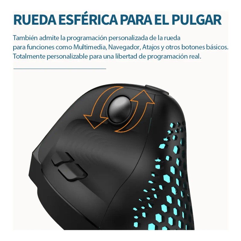 Delux Mouse Ergonómico, Pantalla Oled, Rueda De Pulgar, Rgb