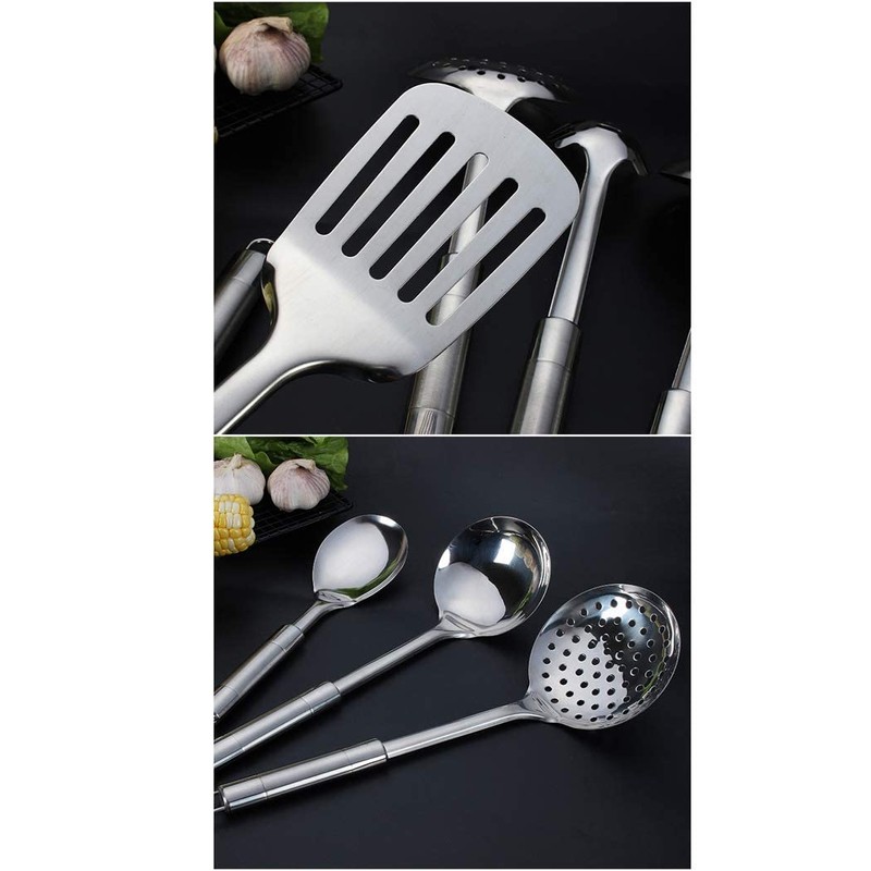 Abcsea 6 Piece Kitchen Utensils Set, Cooking Spoon, Stainless Steel