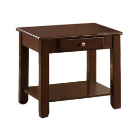 Homelegance Carrier End Table with Lower Shelf & Drawer, Cherry (3256RF-04)