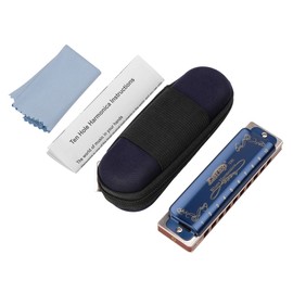 Easttop Professional Harmonica Blues Key of C 10 Hole 20 Tone Heavy Duty with Case & Cleaning Cloth for Professional Player, Beginner, Students, Best Gift