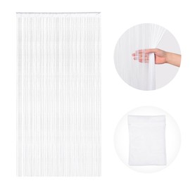 Victoria M. Leonora Fadenvorhang Fadengardine Türvorhang Insektenschutz, mit Durchzugstunnel, Waschbar, Kürzbar, 100 x 245cm, Weiß, 2er Pack