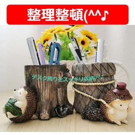 Modest Joy Hedgehog Pen Holder Glasses Stand Remote Control Stand Desktop Stand Small Storage Organizer Cute Tree Animal Multifunction Office Desk Supplies (Work)