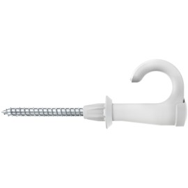 fischer 564171 Round, Set of 25 Round Hook Screws and DuoPower 8 x 40 Dowels, Chipboard Screws with Hooks, Flexible Screw Hooks for Mounting in Numerous Building Materials EasyHook, White