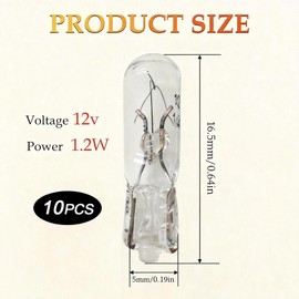 Leiwee Lampadine T5 12V per Cruscotto Auto, Set da 10 Pezzi Luce Bianca W1.2W, Sostituzione Diretta senza Attrezzi, Compatibile con Illuminazione Strumenti (Bianco)