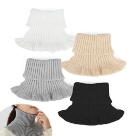 HERKINDNESS Turtleneck Women's Scarves for Women, Turtleneck Style, Knitted Turtleneck, Women's Scarf for Decoration, Keep Your Neck Warm, Beige, grey, black, white