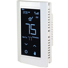 KING K901-W Hoot WiFi Line Voltage Smart Programmable Thermostat, 120/208/240V, Single Pole, 3-Wire, White
