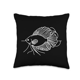 Line Art Fish & Ichthyologist Pearl Gourami Throw Pillow