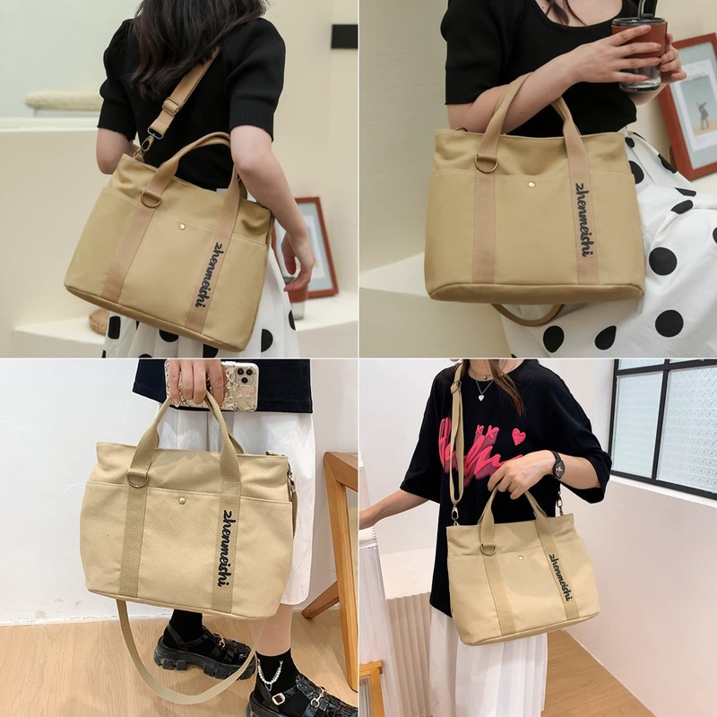 GOQUFOY Canvas Tote Bag for Women Work Satchel Bags Messenger