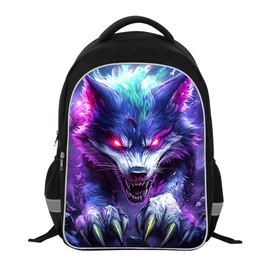 MNFGMH Kids Backpack for School Boys Wolf Backpack School Bag for Ages 6-18 Suitable for Teenagers Primary and Junior High School Students