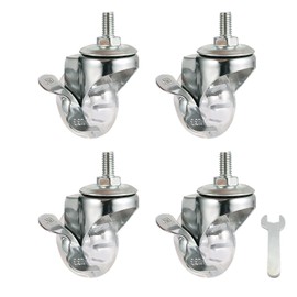 2 Inch Clear Swivel Caster Wheels, M8×15 Threaded Stem, 77 lbs per Caster (Set of 4) - Soft PU Floor-Friendly Casters for Carts, Furniture & DIY - Includes Free Wrench
