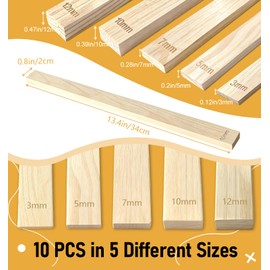 Clay Rolling Pin Guides, 10Pcs Pottery Teaching Rolling Mud Stick Guide, Pottery Tools, Wooden Slab Roller, Clay Tools, Mudboard Tools for Polymer Thickness